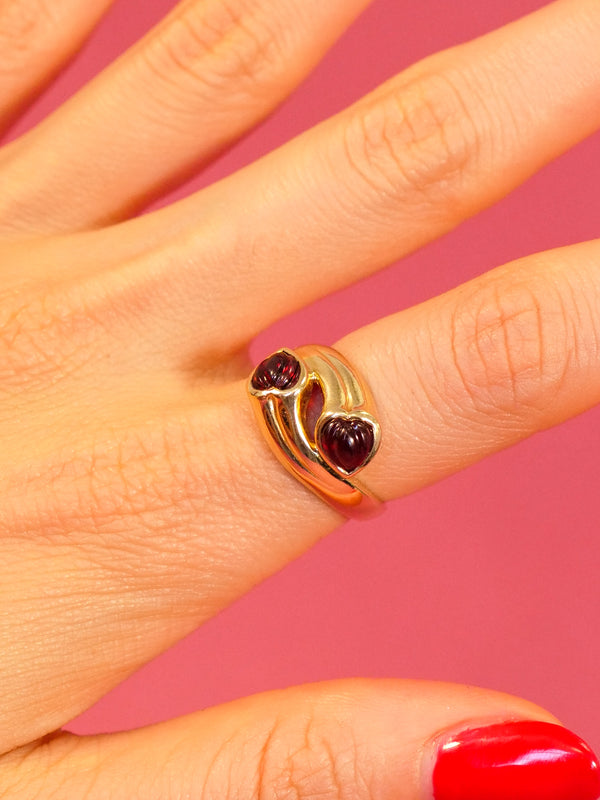 14k Heart Garnet Bipass Stye Ring Fine Jewelry arcadeshops.com