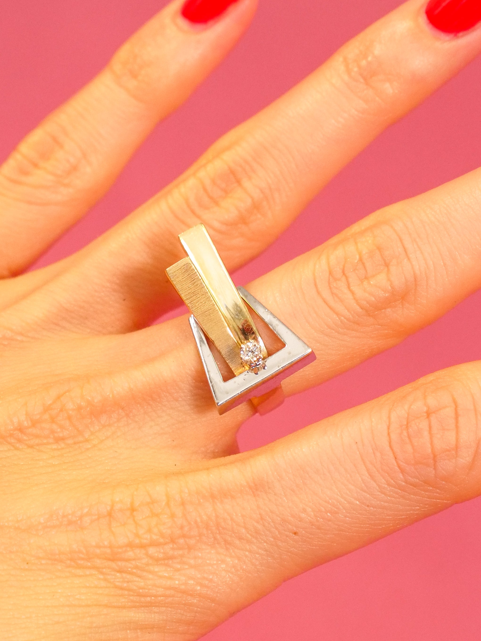 14K Yellow and White Gold Modernist Style Ring