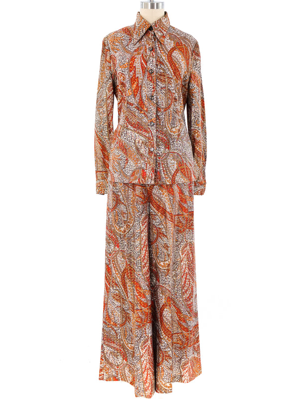 Metallic Paisley Palazzo Ensemble Suit arcadeshops.com
