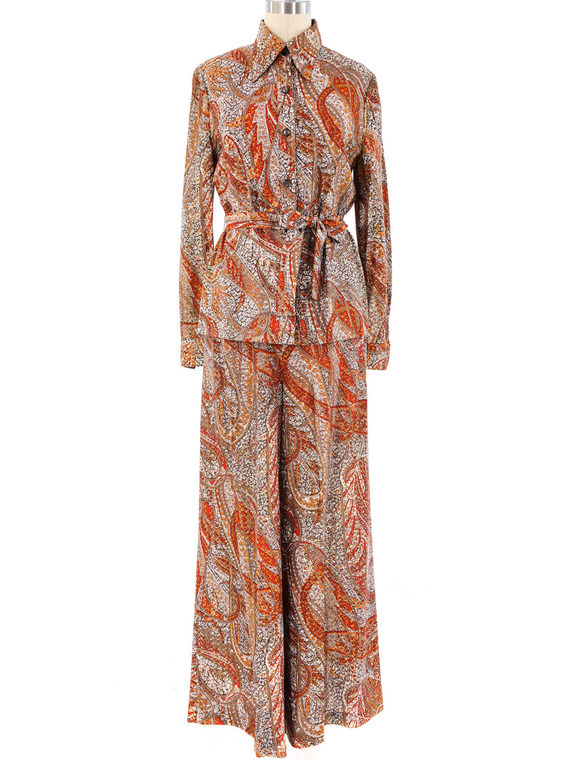 Metallic Paisley Palazzo Ensemble Suit arcadeshops.com