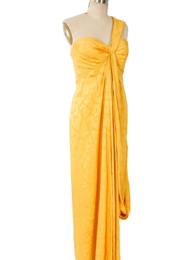 Jacquard Silk One Shoulder Gown Dress arcadeshops.com