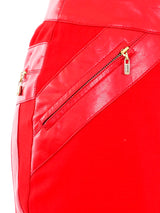 Gianni Versace Red Leather Zip Skirt Bottom arcadeshops.com