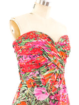 Victor Costa Floral Printed Strapless Dress Dress arcadeshops.com