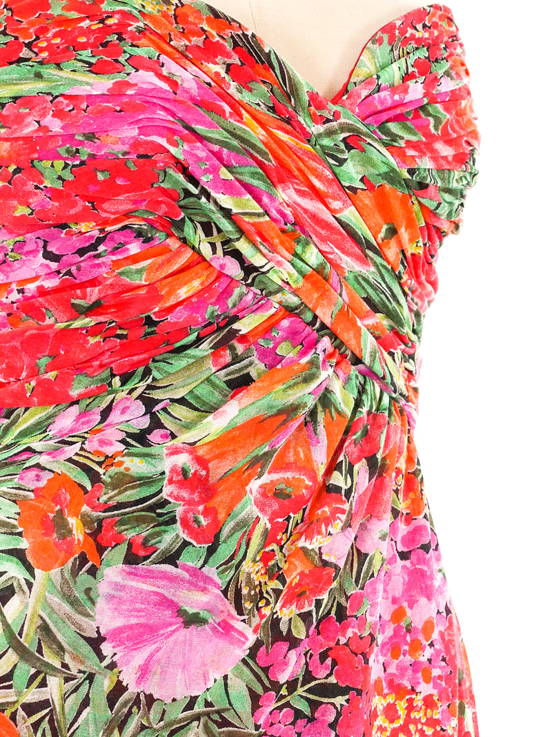 Victor Costa Floral Printed Strapless Dress Dress arcadeshops.com
