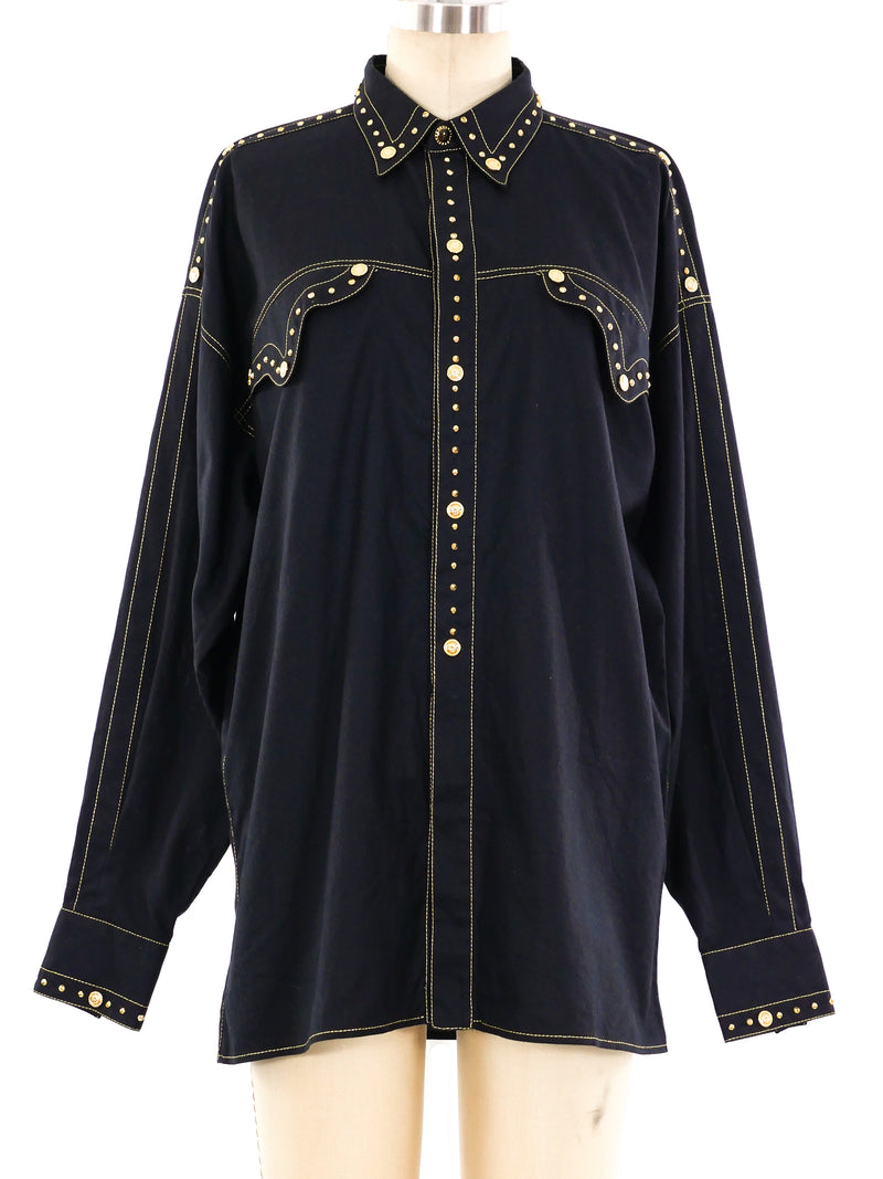 Gianni Versace Studded Western Shirt Top arcadeshops.com