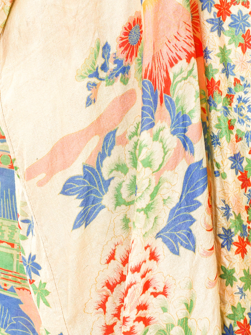 Japanese Garden Printed Pongee Silk Robe Jacket arcadeshops.com