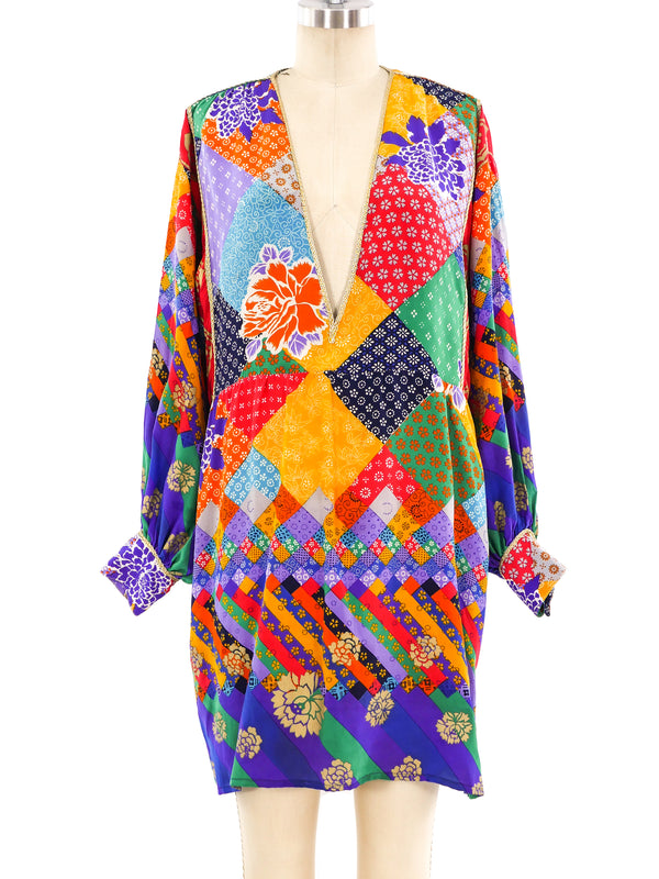 Patchwork Printed Silk Mini Dress Dress arcadeshops.com