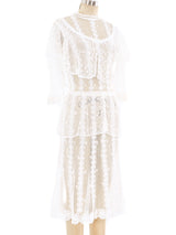 White Crochet Ruffle Dress Dress arcadeshops.com