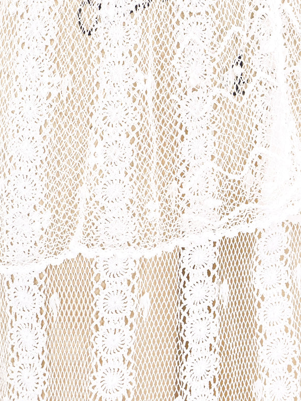 White Crochet Ruffle Dress Dress arcadeshops.com