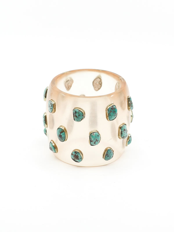 Turquoise Studded Clear Resin Bangle Accessory arcadeshops.com