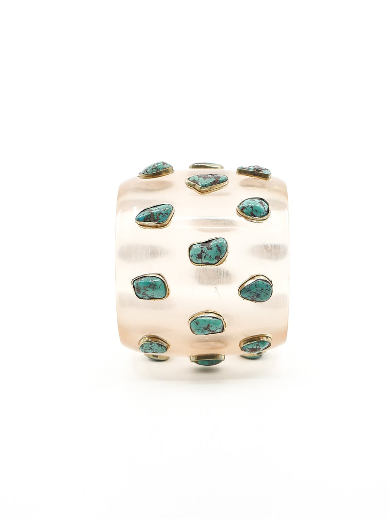 Turquoise Studded Clear Resin Bangle Accessory arcadeshops.com
