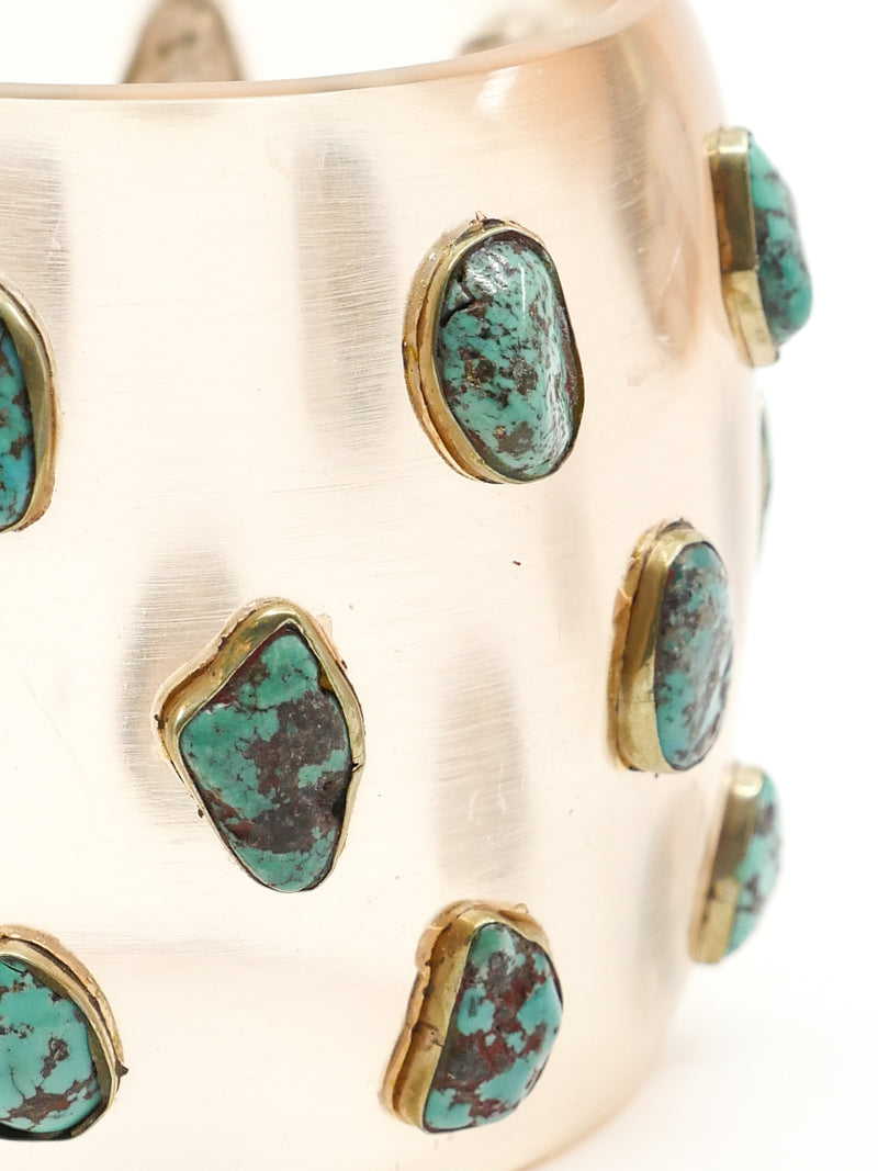 Turquoise Studded Clear Resin Bangle Accessory arcadeshops.com