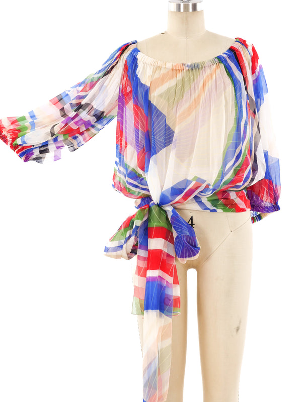 Chanel Printed Chiffon Top Top arcadeshops.com