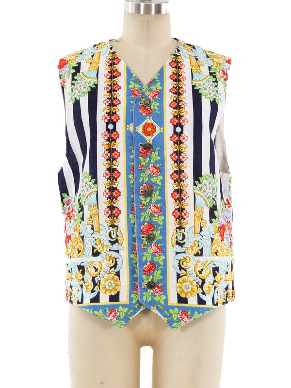 Versus by Gianni Versace Floral and Stripe Printed Vest Top arcadeshops.com