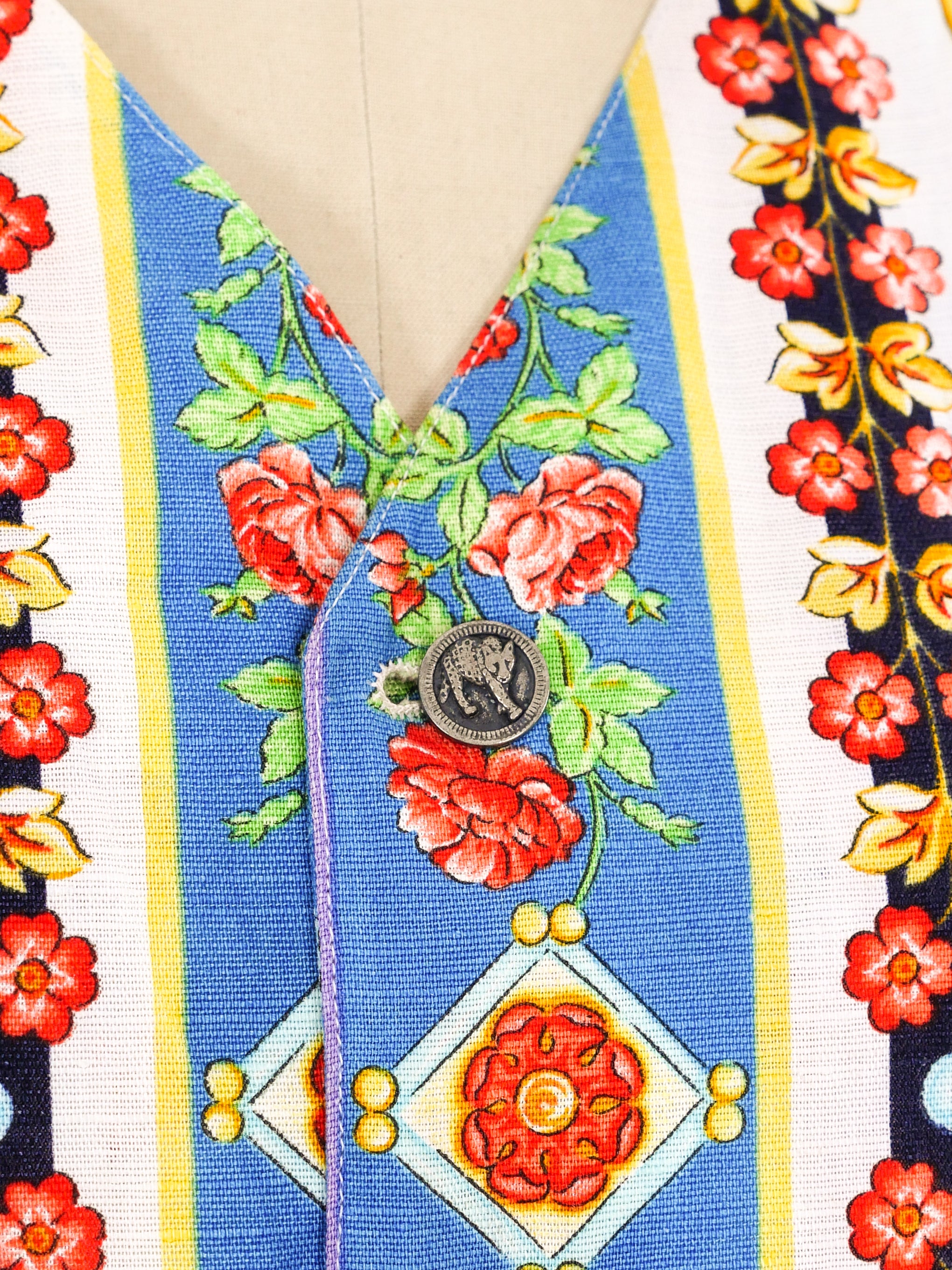 Versus by Gianni Versace Floral and Stripe Printed Vest