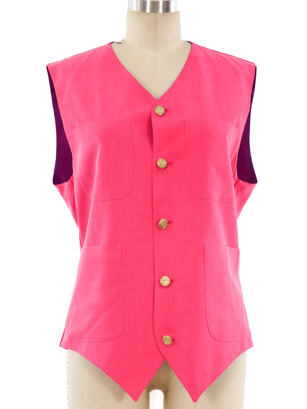 Gianni Versace Fuchsia Silk Vest Top arcadeshops.com