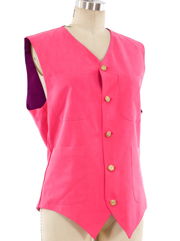 Gianni Versace Fuchsia Silk Vest Top arcadeshops.com