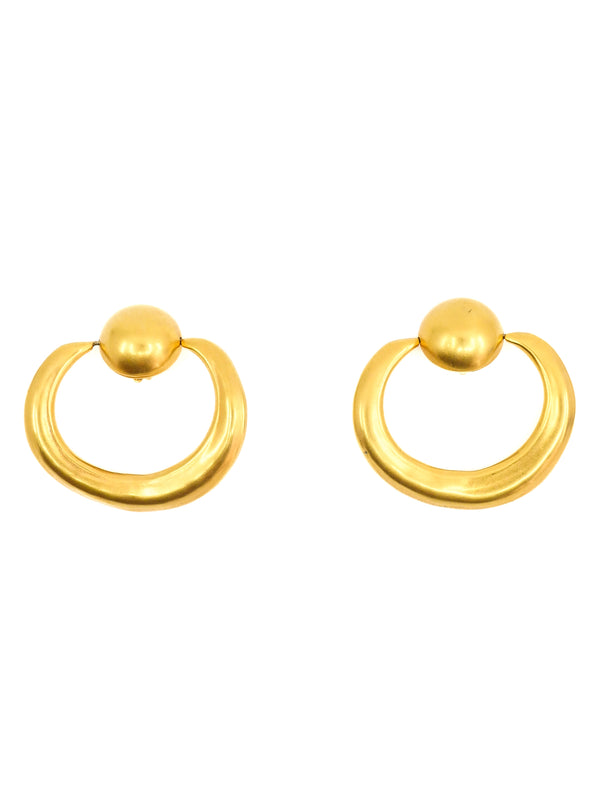 Matte Goldtone Doorknocker Earrings Accessory arcadeshops.com