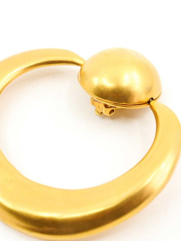 Matte Goldtone Doorknocker Earrings Accessory arcadeshops.com