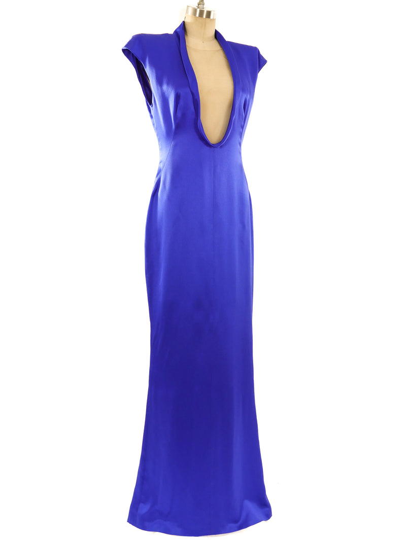 Alexander McQueen Sapphire Satin Gown Dress arcadeshops.com