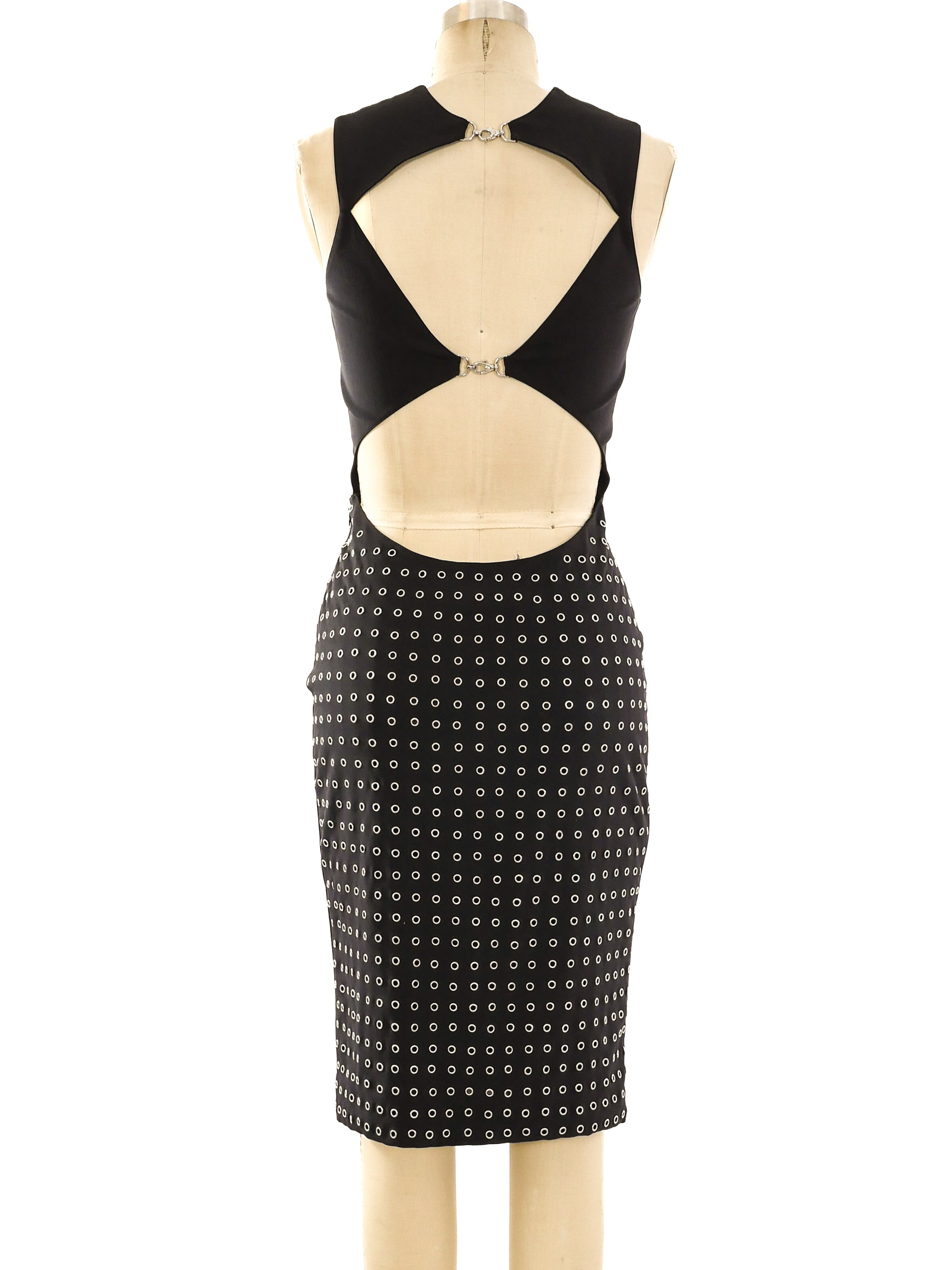 Gianni Versace Grommet Studded Open Back Dress
