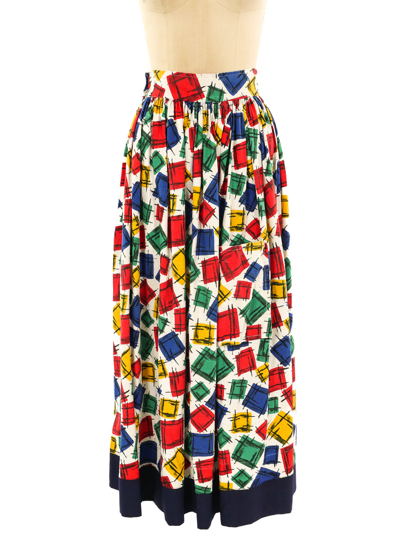 1950's Primary Colors Printed Maxi Skirt Bottom arcadeshops.com