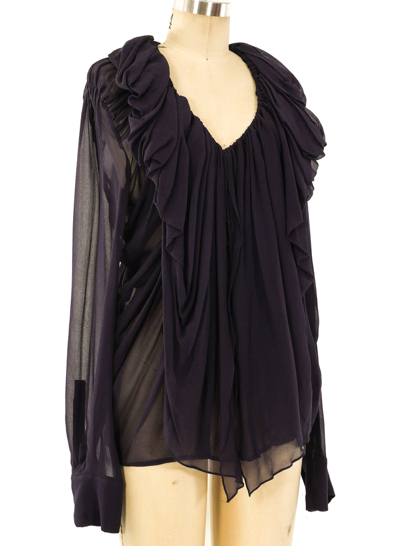 Plein Sud Chiffon Ruffle Blouse Top arcadeshops.com