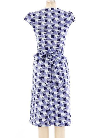knee length dresses for ladies 70s UNLABELED BIBA PURPLE GOLD STRIPED WRAP OVER MIDI DRESS