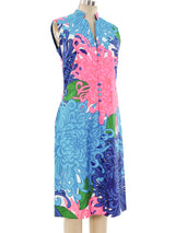 1960's Chrysanthemum Printed Sheath Dress Dress arcadeshops.com
