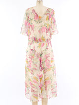1930's Floral Printed Chiffon Dress Dress arcadeshops.com