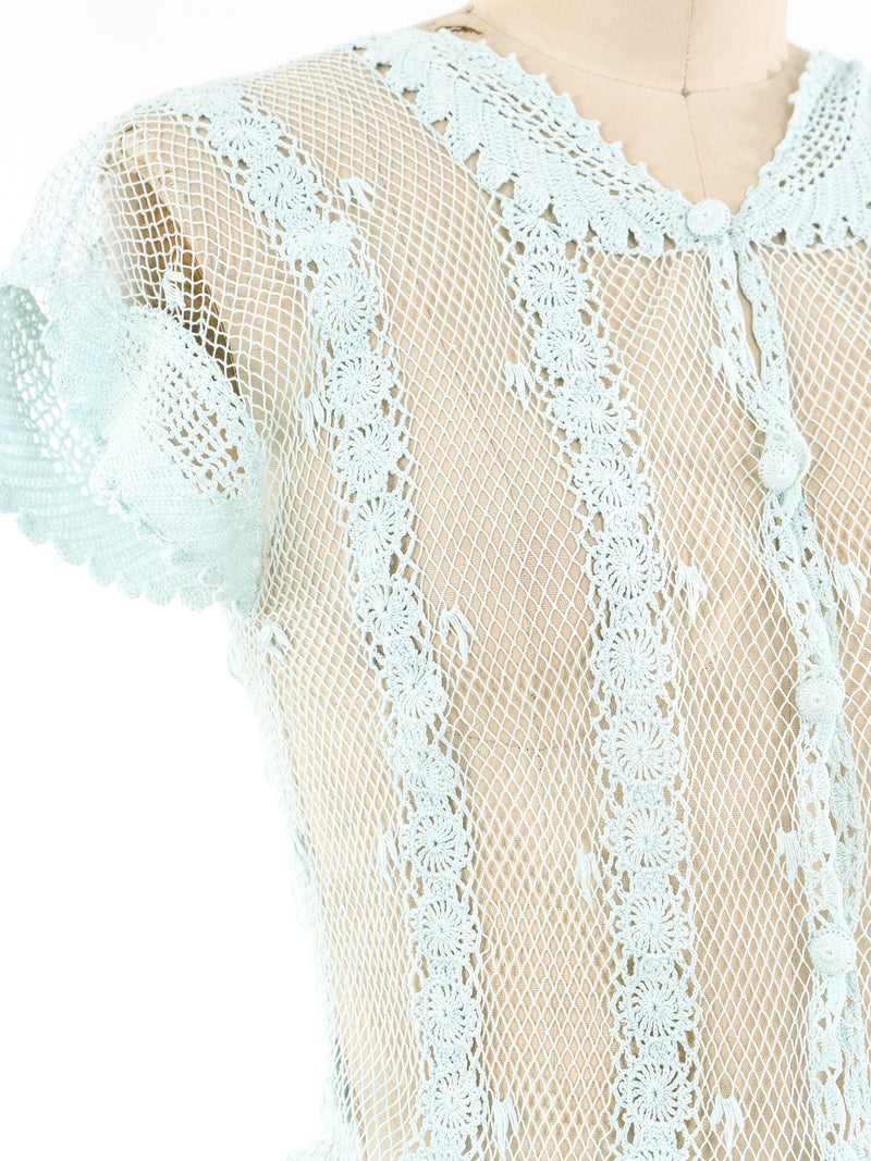 Mint Hand Crochet Button Front Dress Dress arcadeshops.com