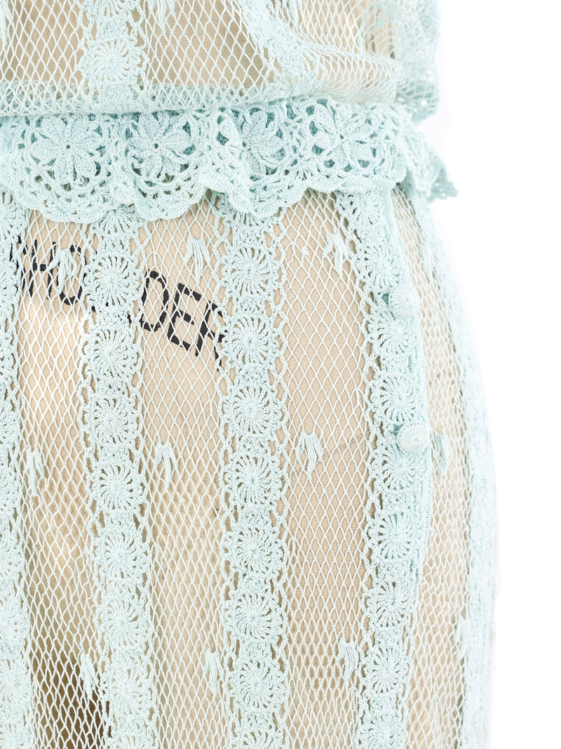 Mint Hand Crochet Button Front Dress Dress arcadeshops.com