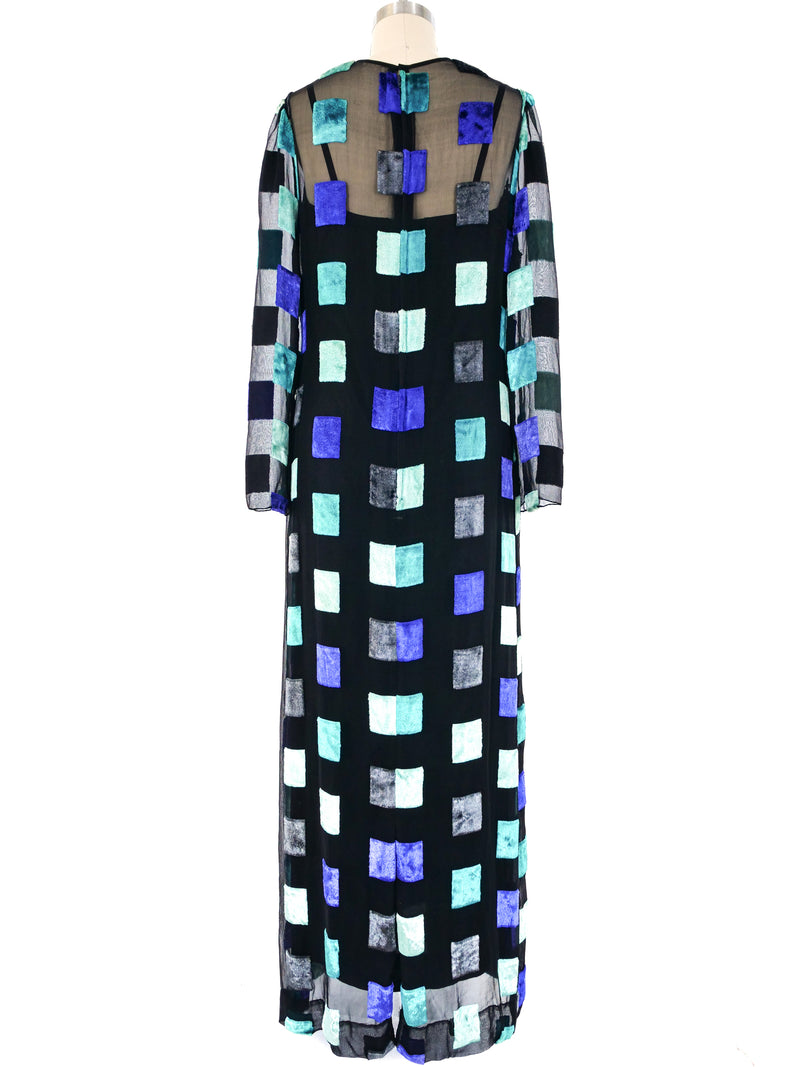 Richilene Flocked Velvet Checker Dress Dress arcadeshops.com