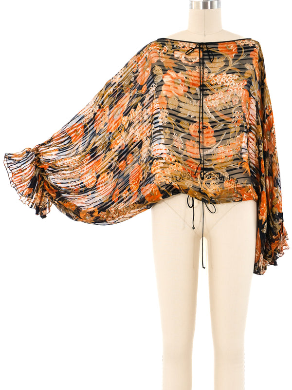 Floral Printed Silk Blouse Top arcadeshops.com