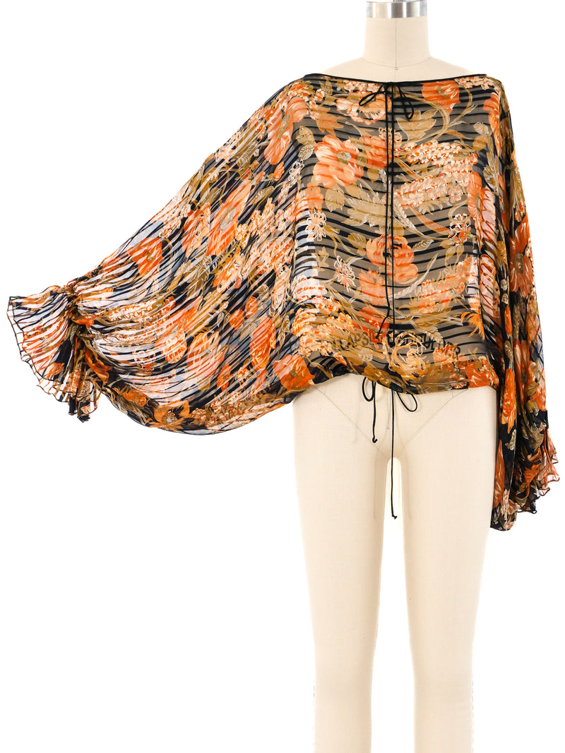 Floral Printed Silk Blouse Top arcadeshops.com