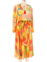 Diane Freis Watercolor Printed Silk Dress Dress arcadeshops.com