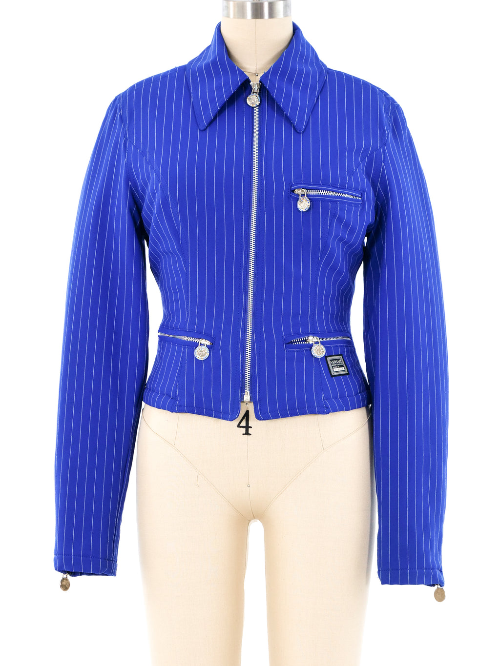 ジャケット・アウター VERSACE JEANS stripe short cotton jacket Versace Jeans Couture Pinstripe Crop Jacket