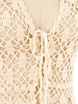 Beige Crochet Maxi Dress Dress arcadeshops.com