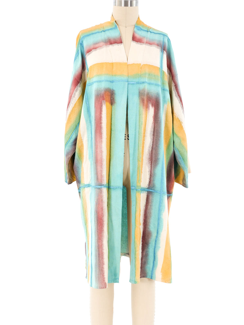 Watercolor Striped Raw Silk Robe Jacket arcadeshops.com