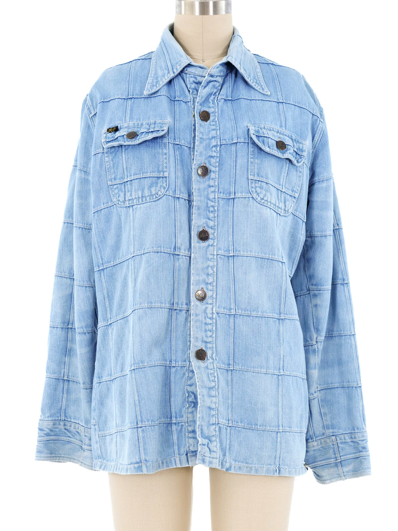1970's Patchwork Denim Shirt Top arcadeshops.com