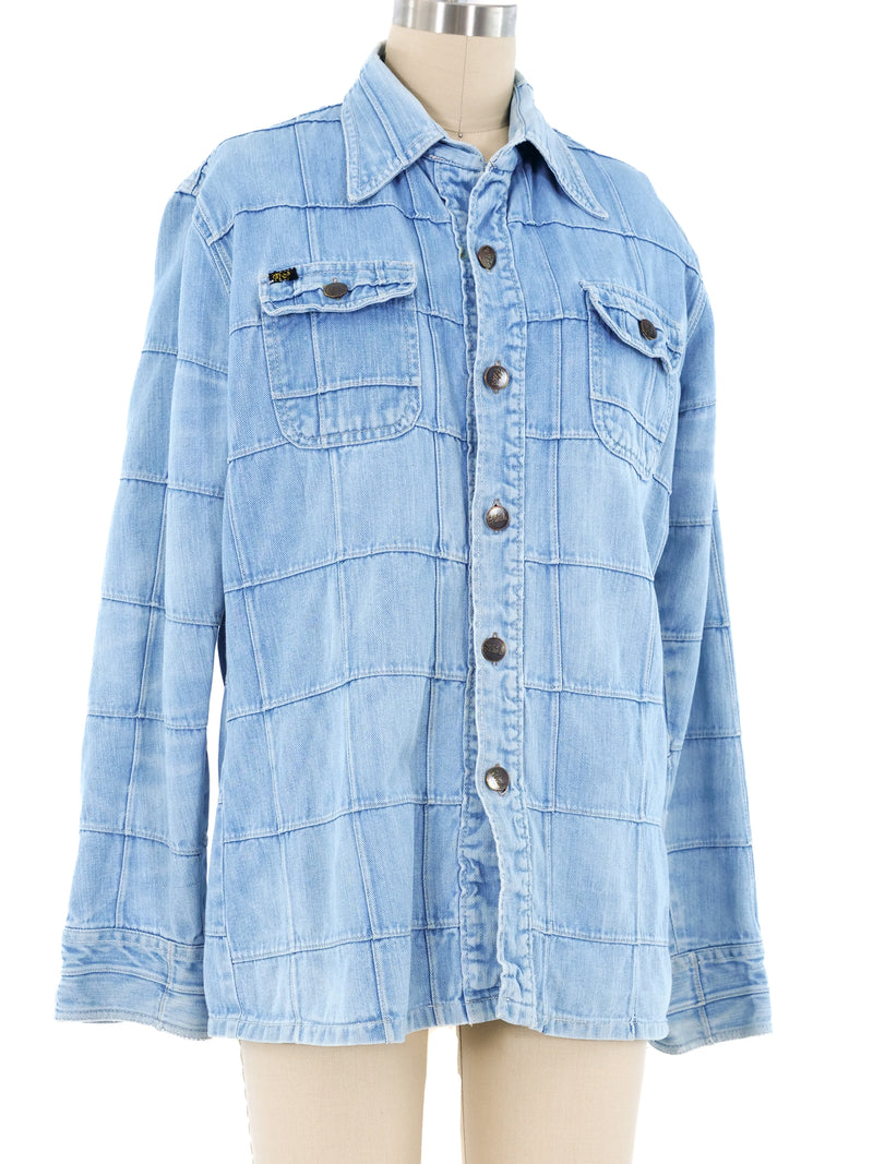 1970's Patchwork Denim Shirt Top arcadeshops.com