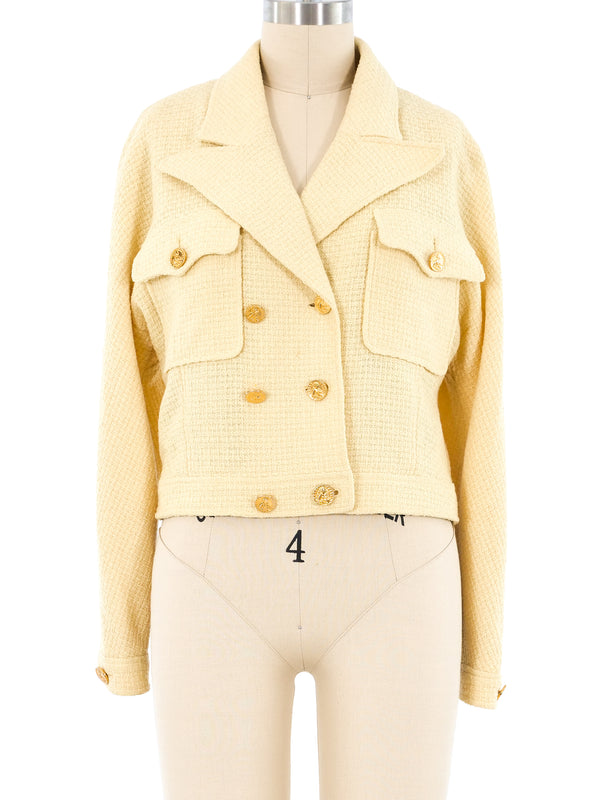 Chanel Yellow Cropped Jacket Jacket arcadeshops.com