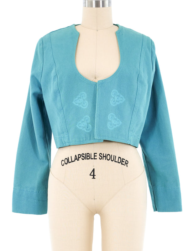 Ozbek Turquoise Cropped Jacket Jacket arcadeshops.com