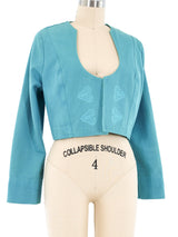 Ozbek Turquoise Cropped Jacket Jacket arcadeshops.com