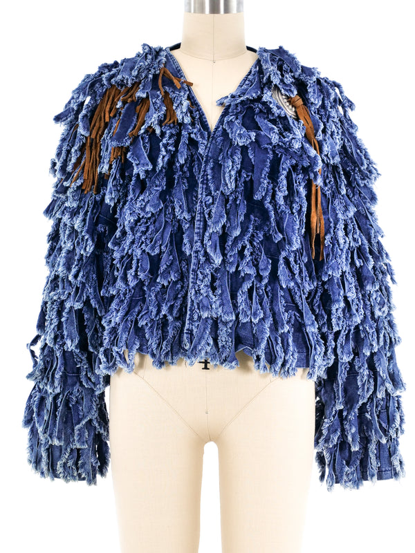 Alfredo's Wife Fringed Denim Jacket Jacket arcadeshops.com