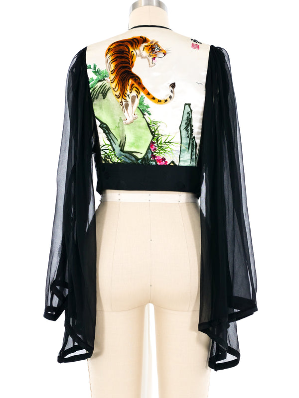 Diane Freis Tiger Motif Embroidered Top Top arcadeshops.com