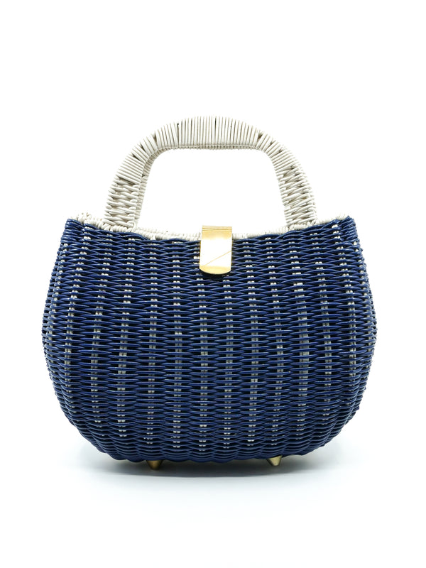 Navy Wicker Top Handle Bag Accessory arcadeshops.com