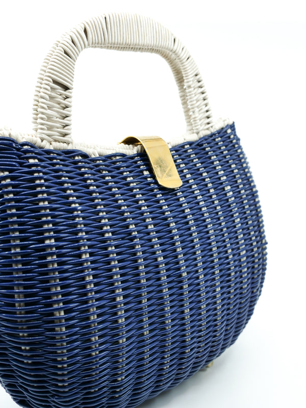 Navy Wicker Top Handle Bag Accessory arcadeshops.com