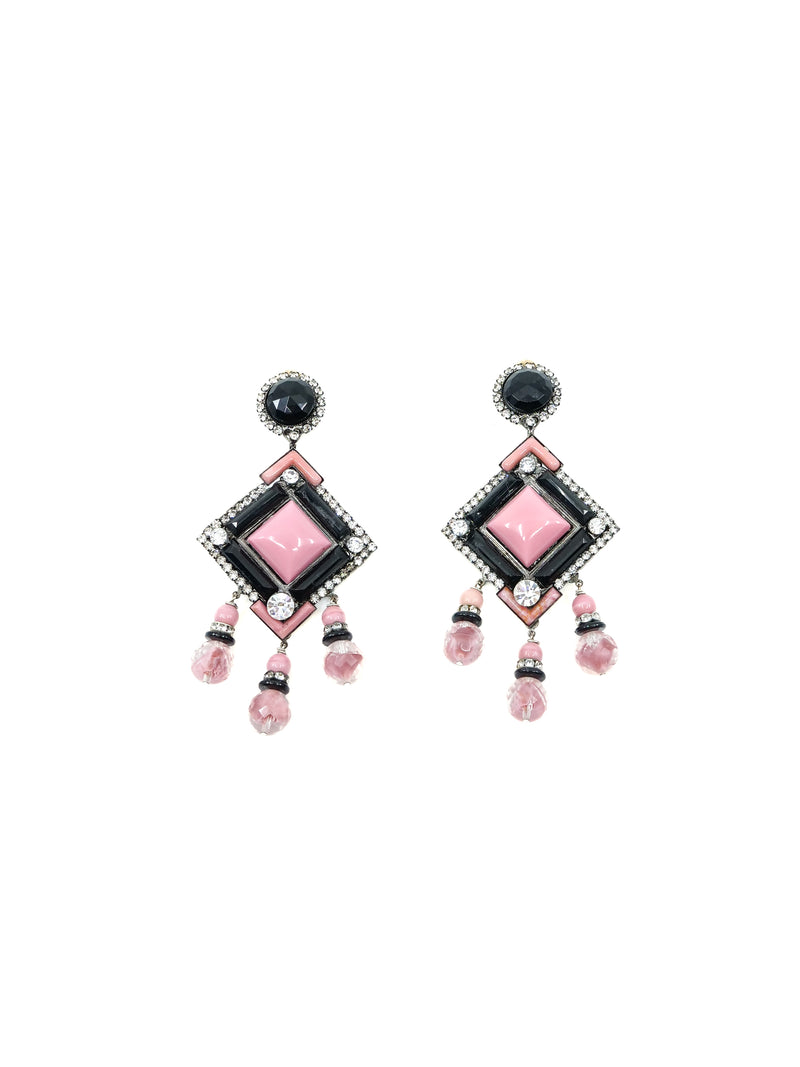 Lawrence Vrba Pink Glass Bead Chandelier Earrings Accessory arcadeshops.com