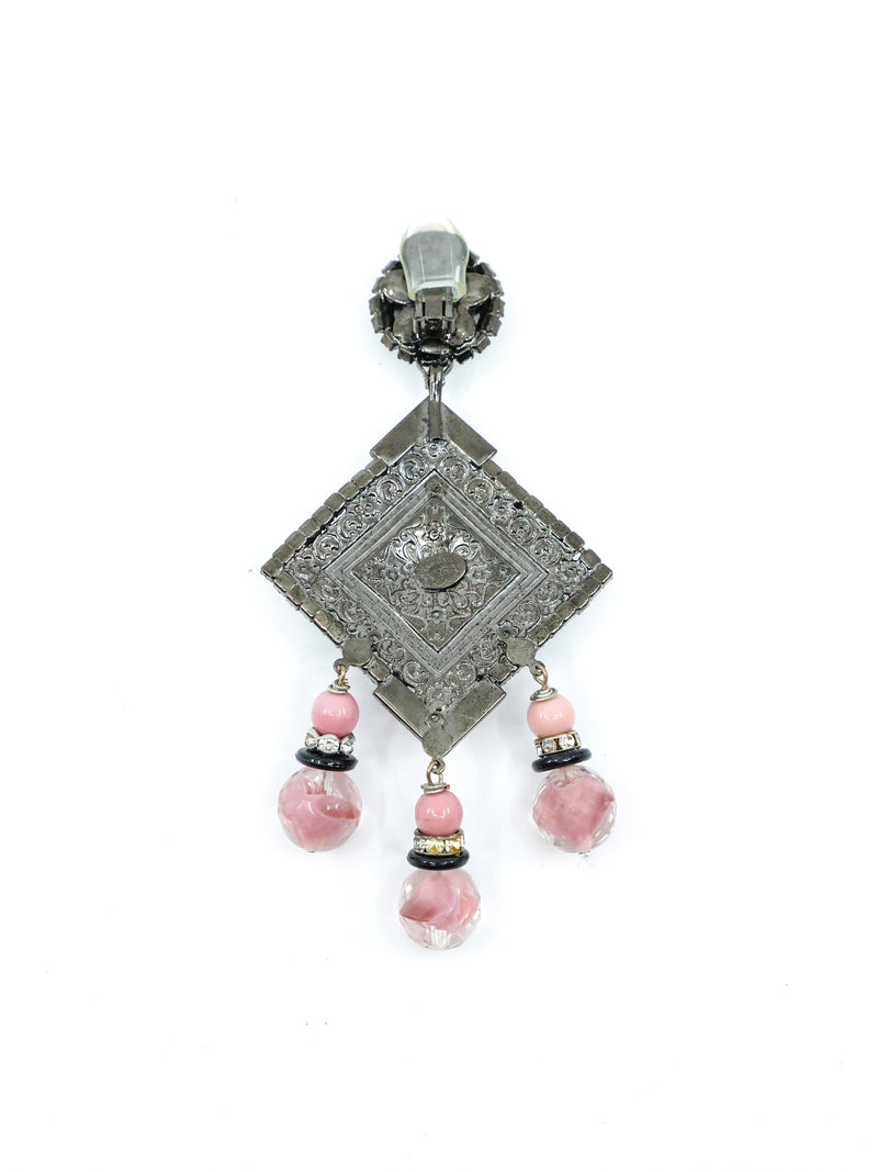 Lawrence Vrba Pink Glass Bead Chandelier Earrings Accessory arcadeshops.com